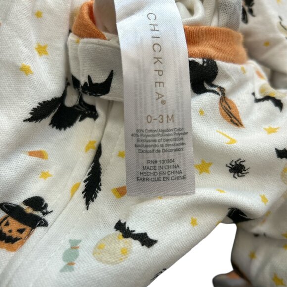 CHICK PEA Baby 3-6 Months Waffle Knit Footed Pajamas Halloween Unisex NWT - Picture 3 of 3